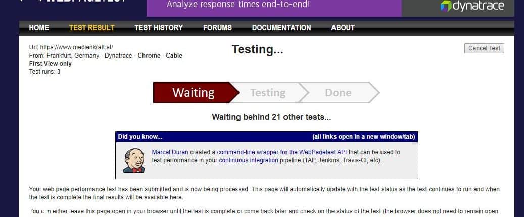 webpagetest-testing