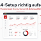 Infografik zum professionellen GA4-Setup mit Tagging, Events, Consent, Datenqualität und Validierung