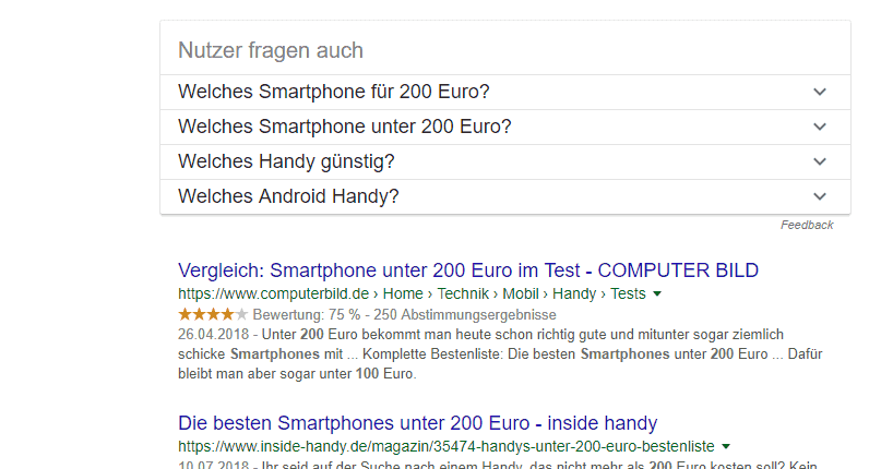 Google Suche, Operator "Preisspanne"
