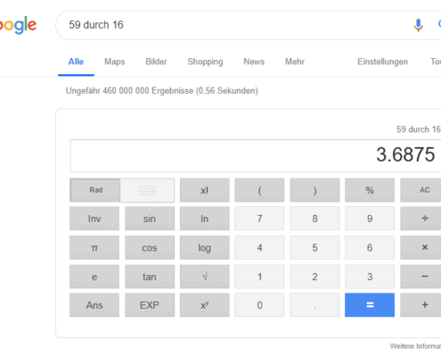Google Suche - Taschenrechner