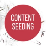 Davonfliegende Löwenzahnpollen als Sinnbild für Content Seeding