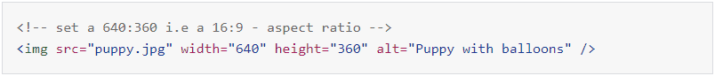 CLS optimieren - Bild Größenattribute im HTML
