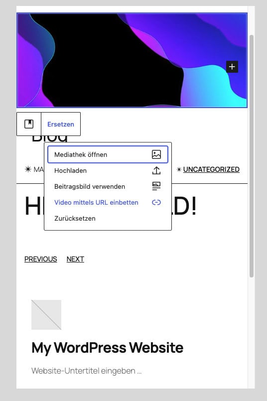 wp_7_mobile_linkURL Screenshot;´: Youtube Video als Hintergrund Video per URL einfügen