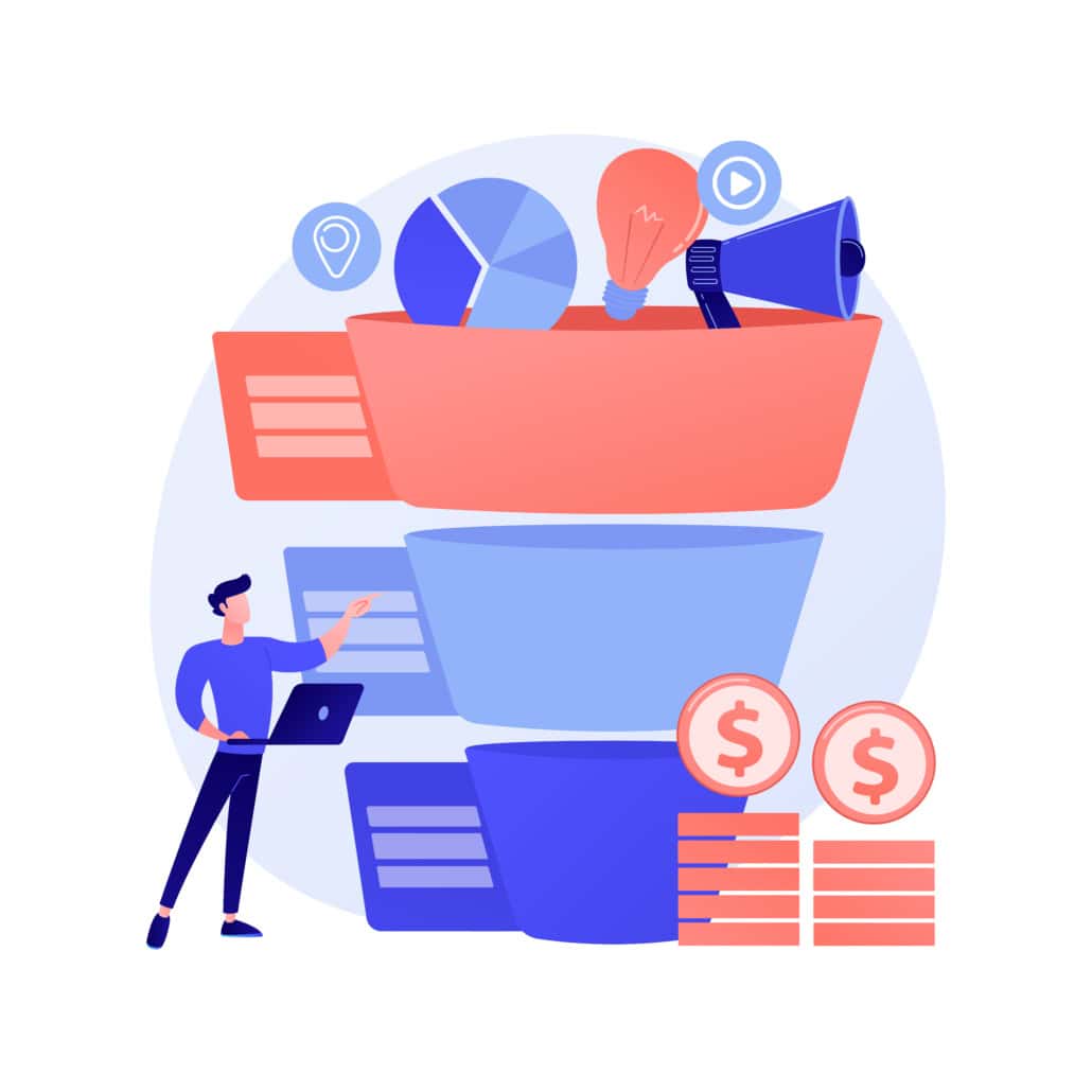 Sales funnel vector illustration